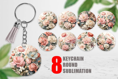 Keychain Botanical Floral Sublimation artnoy 