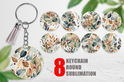 Keychain Botanical Organic Pattern Sublimation artnoy 