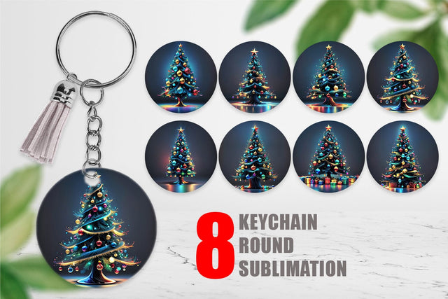 Keychain Bright Christmas Tree Sublimation artnoy 