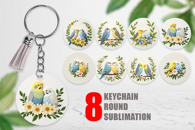 Keychain Budgerigar Embroidery Sublimation artnoy 