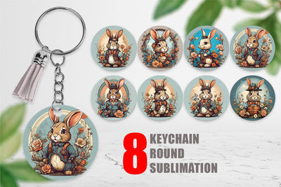 Keychain Bunny and Flower Sublimation artnoy 