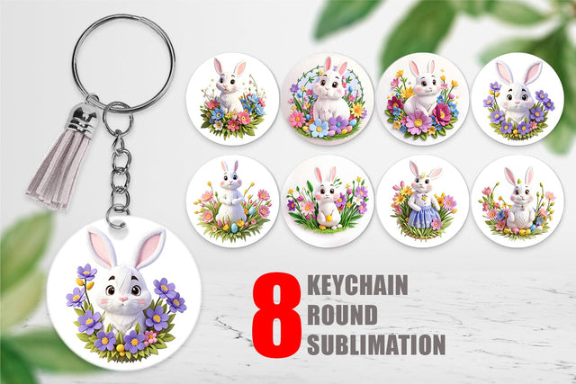 Keychain Bunny Easter Embroidery Sublimation artnoy 