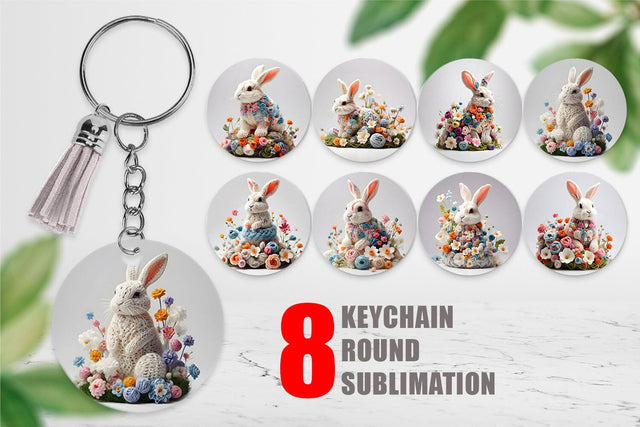Keychain Bunny Easter Embroidery Sublimation artnoy 
