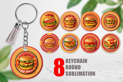 Keychain Burger Sandwiches Sublimation artnoy 