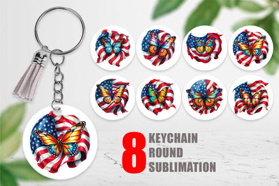 Keychain Butterfly 4th of July Sublimation artnoy 
