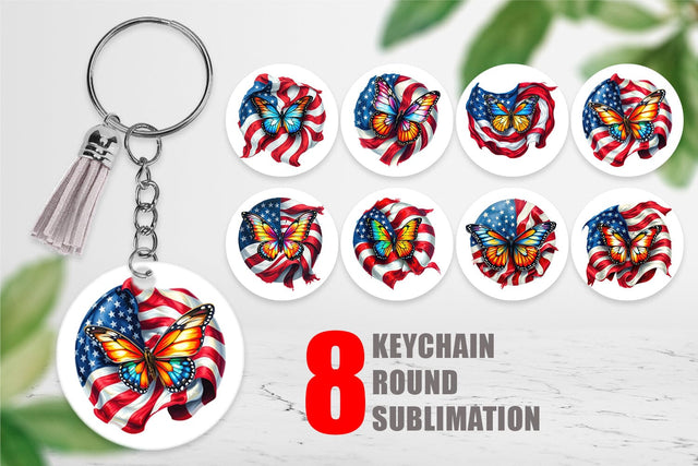 Keychain Butterfly 4th of July Sublimation artnoy 