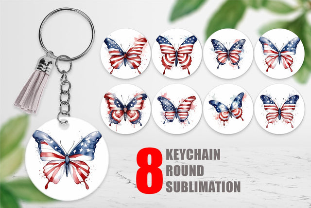 Keychain Butterfly 4th of July Sublimation artnoy 