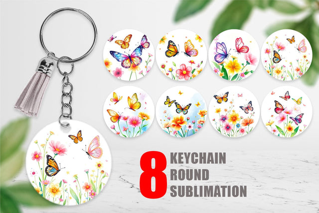 Keychain Butterfly and Flower Sublimation artnoy 