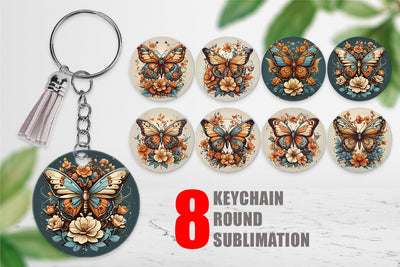 Keychain Butterfly and Flower Sublimation artnoy 