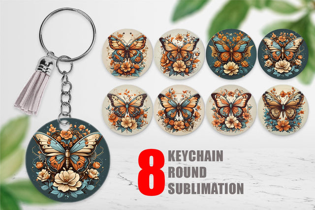 Keychain Butterfly and Flower Sublimation artnoy 
