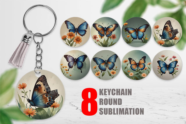 Keychain Butterfly illustration Sublimation artnoy 