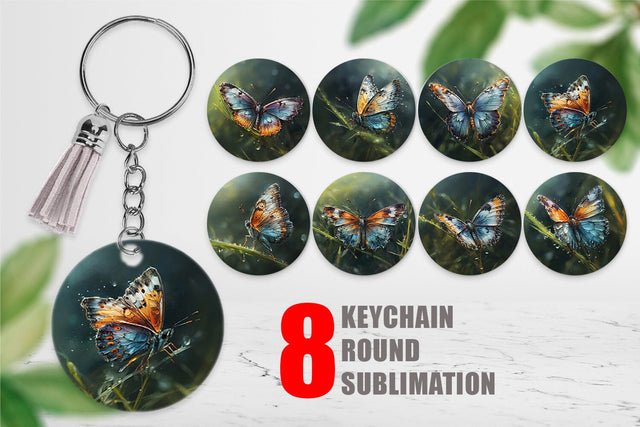 Keychain Butterfly Illustration Sublimation artnoy 