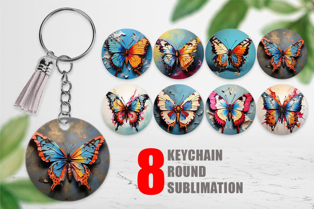 Keychain Butterfly Vibrant Color Sublimation artnoy 