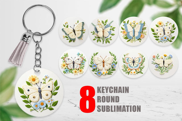 Keychain Cabbage White Butterfly Sublimation artnoy 
