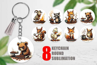 Keychain Caffeine Critters Sublimation artnoy 