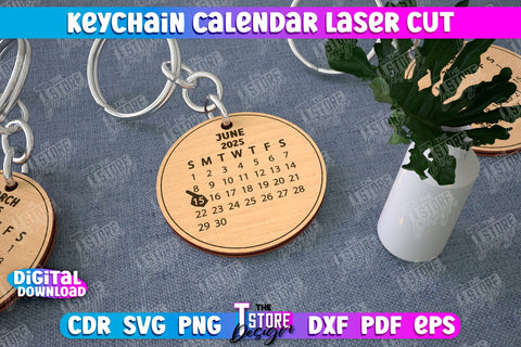 Keychain Calendar Bundle | Wooden Calendar 2025 | Calendar Template | Keychain Design | CNC Files SVG The T Store Design 