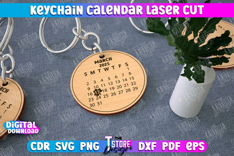 Keychain Calendar Bundle | Wooden Calendar 2025 | Calendar Template | Keychain Design | CNC Files SVG The T Store Design 