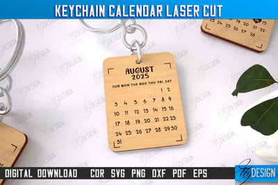 Keychain Calendar | Wooden Calendar 2025 | Calendar Template | Keychain Design | CNC File SVG Fly Design 