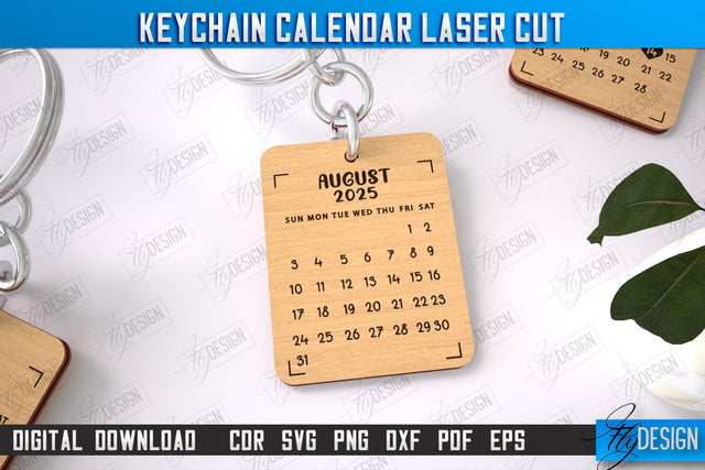 Keychain Calendar | Wooden Calendar 2025 | Calendar Template | Keychain Design | CNC File SVG Fly Design 