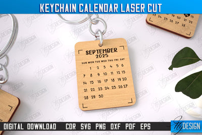 Keychain Calendar | Wooden Calendar 2025 | Calendar Template | Keychain Design | CNC File SVG Fly Design 
