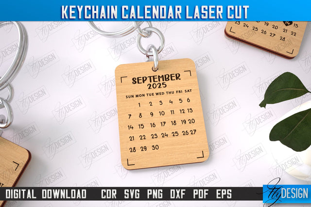 Keychain Calendar | Wooden Calendar 2025 | Calendar Template | Keychain Design | CNC File SVG Fly Design 