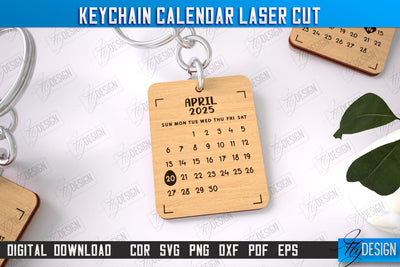 Keychain Calendar | Wooden Calendar 2025 | Calendar Template | Keychain Design | CNC File SVG Fly Design 