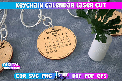 Keychain Calendar | Wooden Calendar 2025 | Calendar Template | Keychain Design | CNC File SVG The T Store Design 