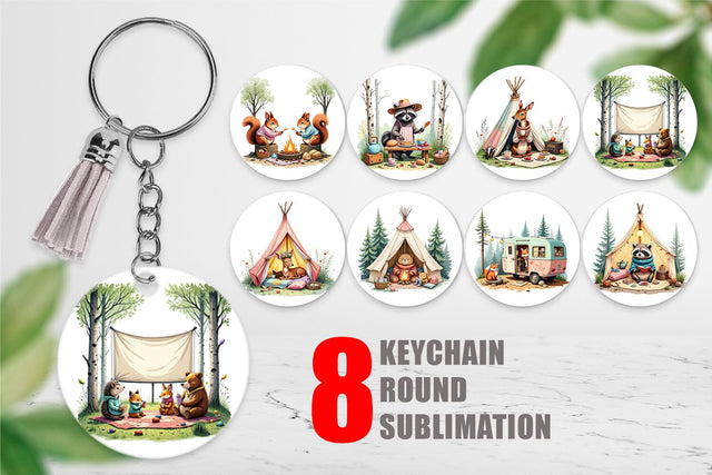 Keychain Camping Cozy Animals Sublimation artnoy 