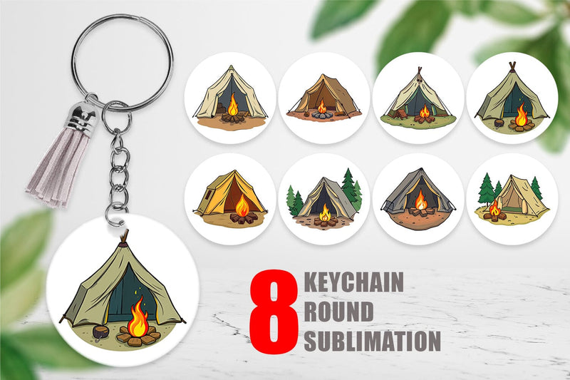 Keychain Camping Tent Sublimation artnoy 