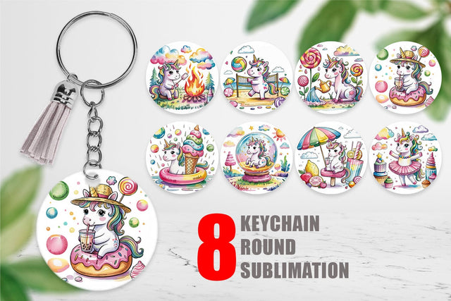 Keychain Candy Unicorn Summer Sublimation artnoy 