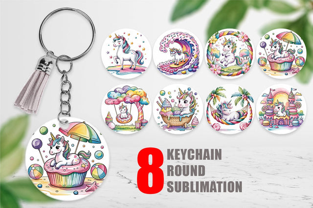 Keychain Candy Unicorn Summer Sublimation artnoy 