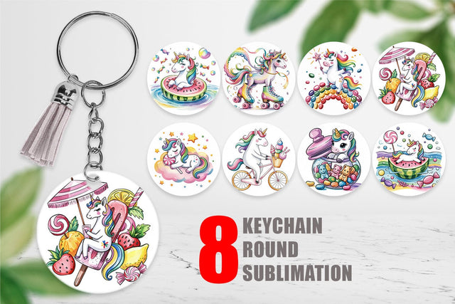 Keychain Candy Unicorn Summer Sublimation artnoy 