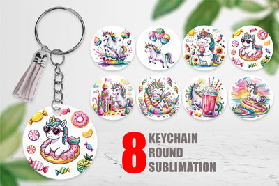 Keychain Candy Unicorn Summer Sublimation artnoy 