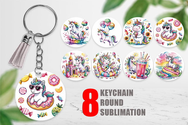 Keychain Candy Unicorn Summer Sublimation artnoy 