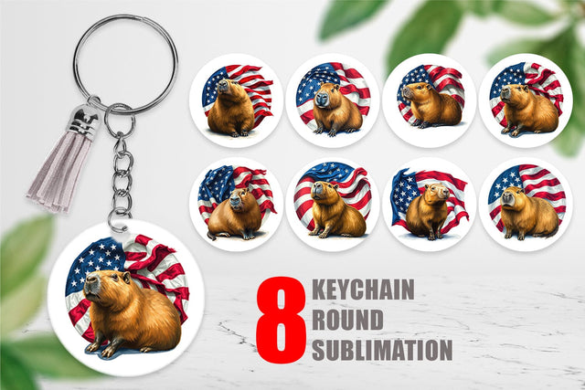 Keychain Capybara 4th of July Sublimation artnoy 