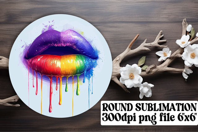 Keychain & Car Coaster Artistry: Elegant Lips Sublimation Kit Sublimation afrosvg 