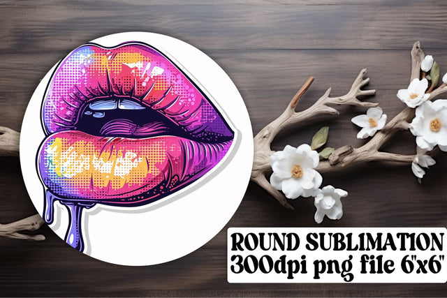 Keychain & Car Coaster Collection: Colorful Lips Sublimation Decor Sublimation afrosvg 