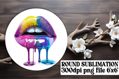 Keychain & Car Coaster Essentials: Glamorous Lips Sublimation Set Sublimation afrosvg 