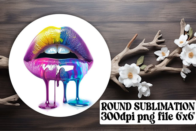 Keychain & Car Coaster Essentials: Glamorous Lips Sublimation Set Sublimation afrosvg 