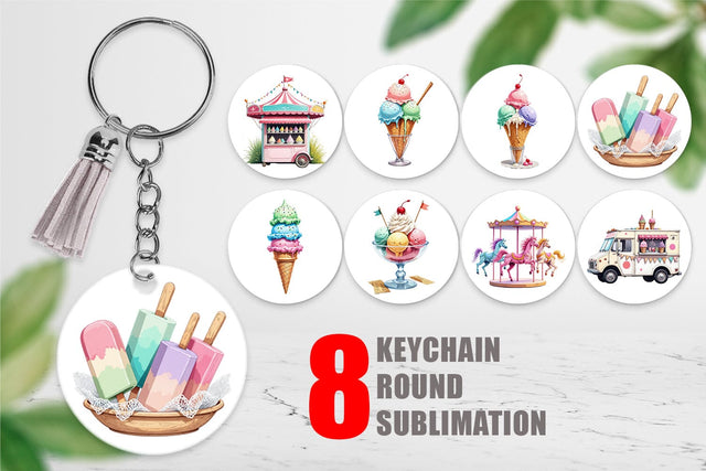 Keychain Carnival Ice Cream Sublimation artnoy 