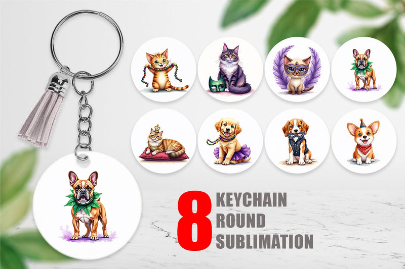 Keychain Carnival Jungle Watercolor Safari Mardi Gras Sublimation artnoy 