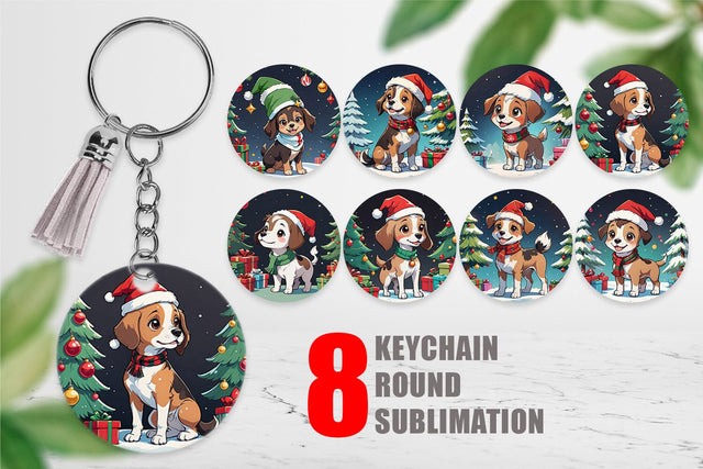 Keychain Cartoon Christmas Dog Sublimation artnoy 