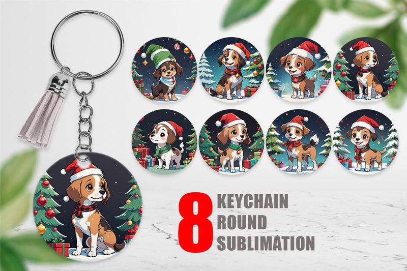 Keychain Cartoon Christmas Dog Sublimation artnoy 