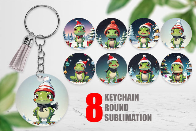 Keychain Cartoon Christmas Frog Sublimation artnoy 
