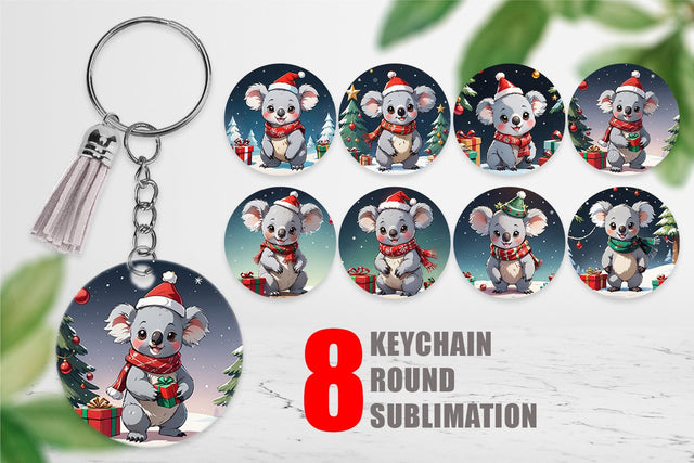 Keychain Cartoon Christmas Koala Sublimation artnoy 