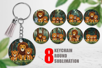 Keychain Cartoon Lion in Forest Sublimation artnoy 