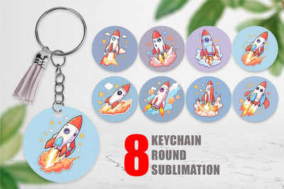 Keychain Cartoon Rocket Sublimation artnoy 