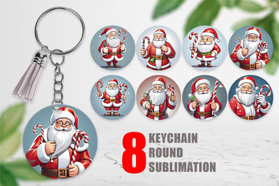 Keychain Cartoon Santa Claus Sublimation artnoy 