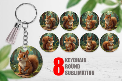 Keychain Cartoon Squirrel in Forest Sublimation artnoy 