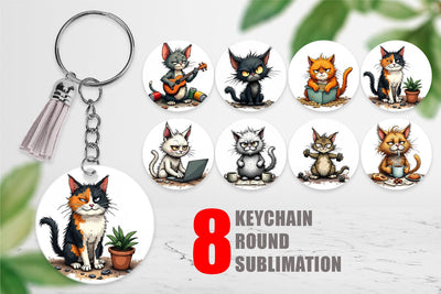 Keychain Cat Chaos Sublimation artnoy 